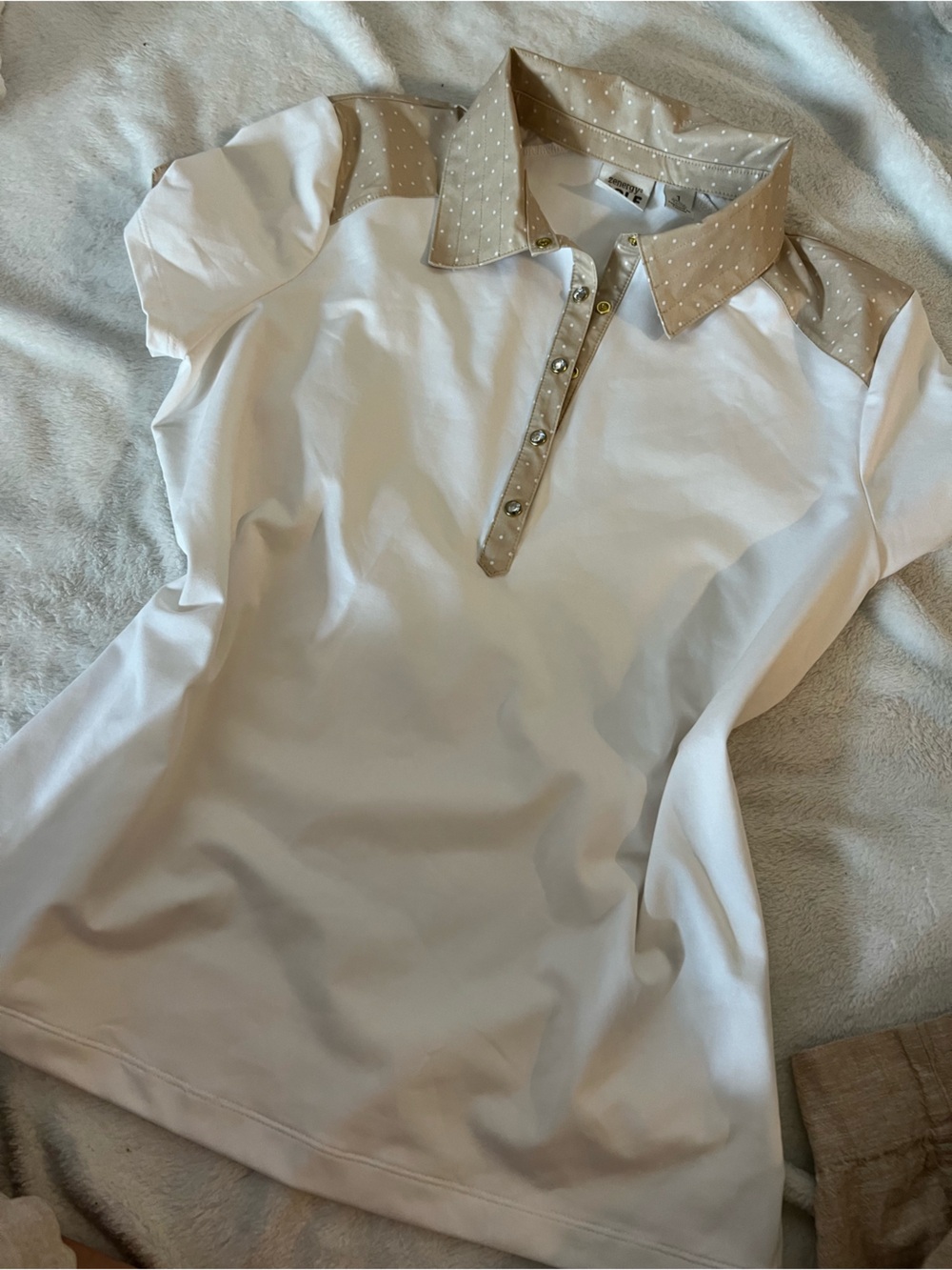 Zenergy women’s golf top with polka dot collar